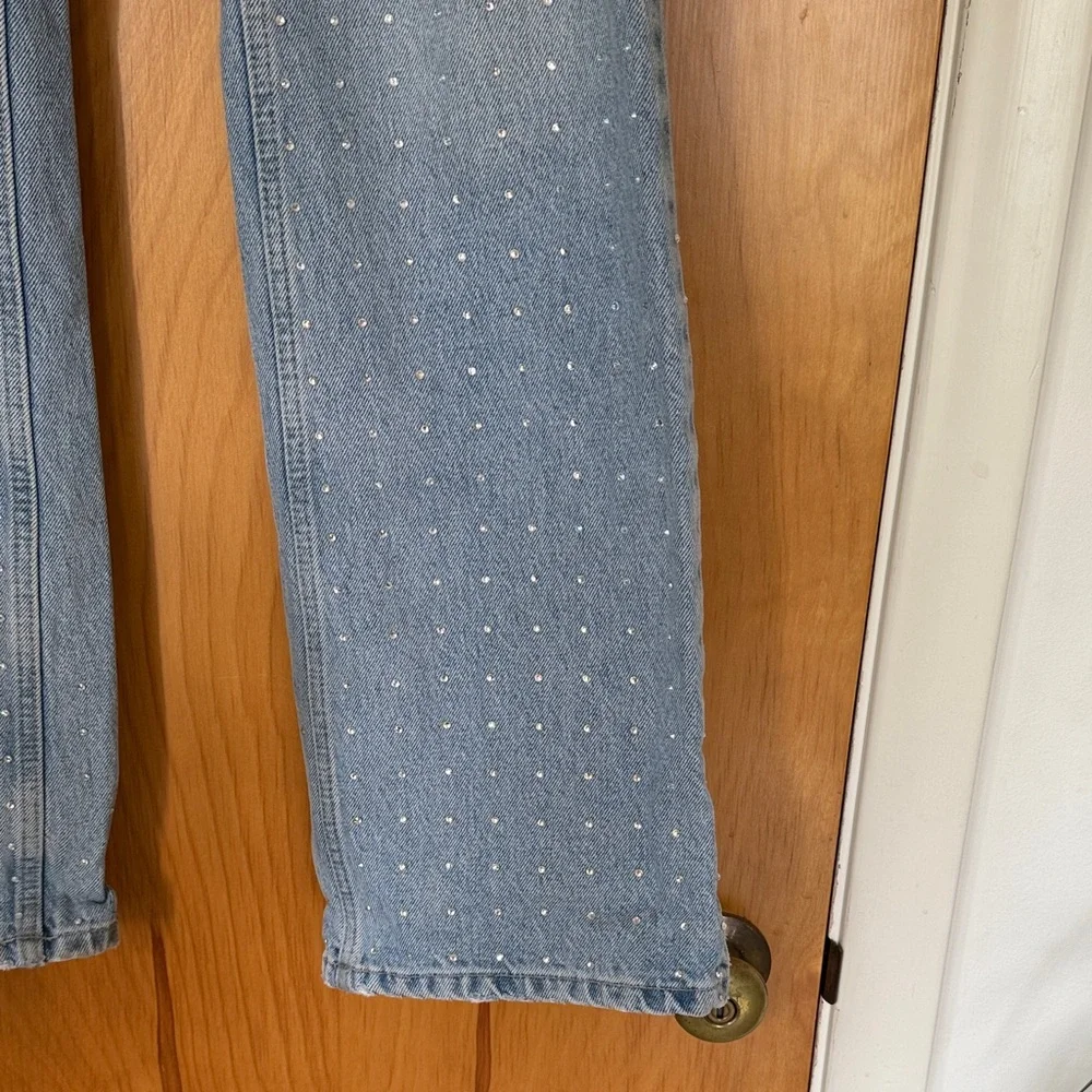 Zara Light Blue Flare Jeans with Studded Accents - Picture 6 of 12